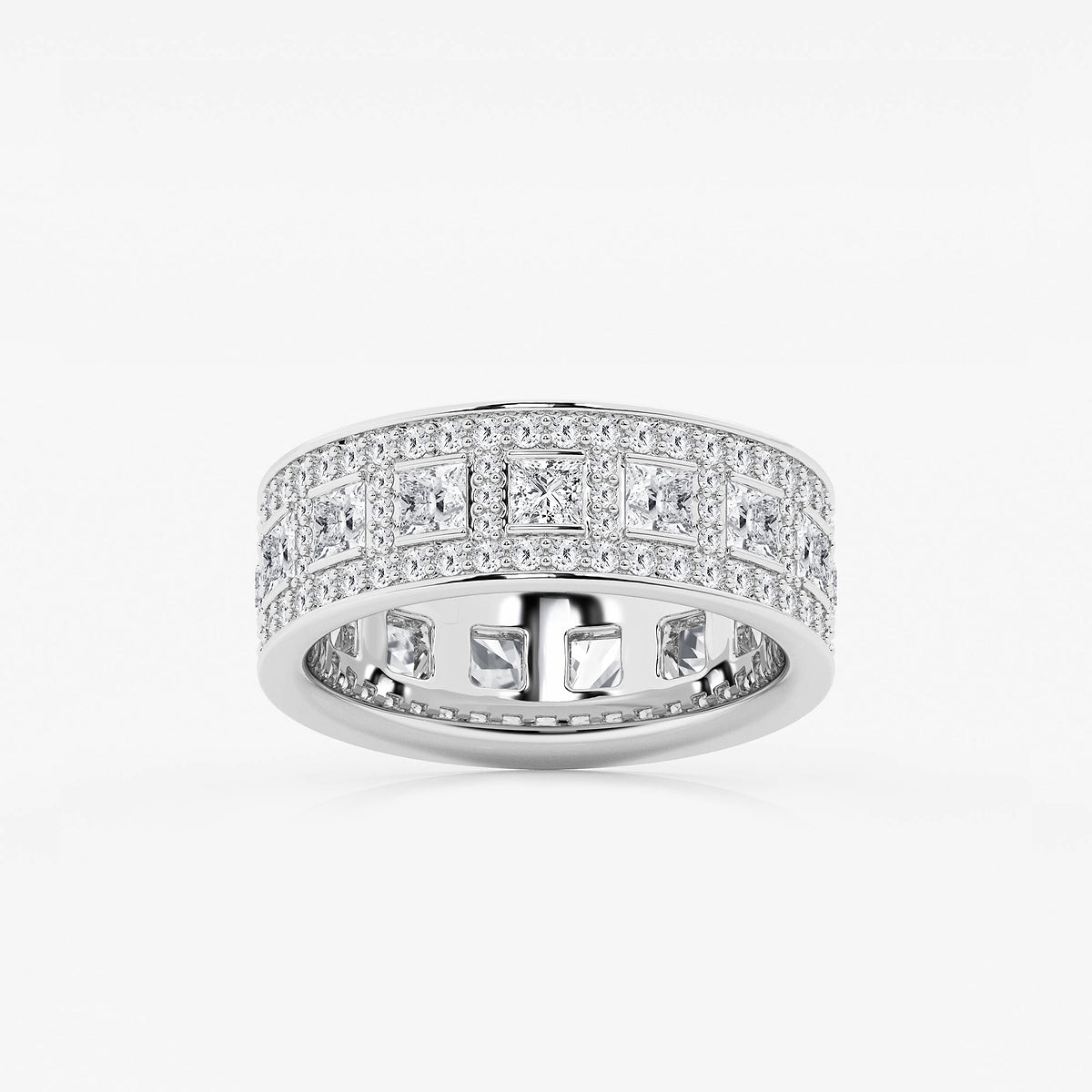 Elissa 2 3/4 ctw Princess and Round Lab Grown Diamond Wide Eternity Band - 7mm Width    Platinum, DE, VS1
