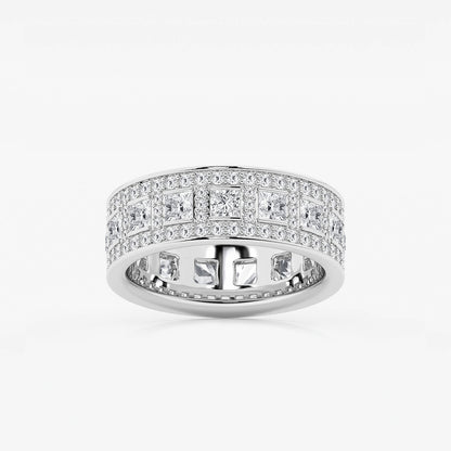 Elissa 2 3/4 ctw Princess and Round Lab Grown Diamond Wide Eternity Band - 7mm Width    Platinum, DE, VS1