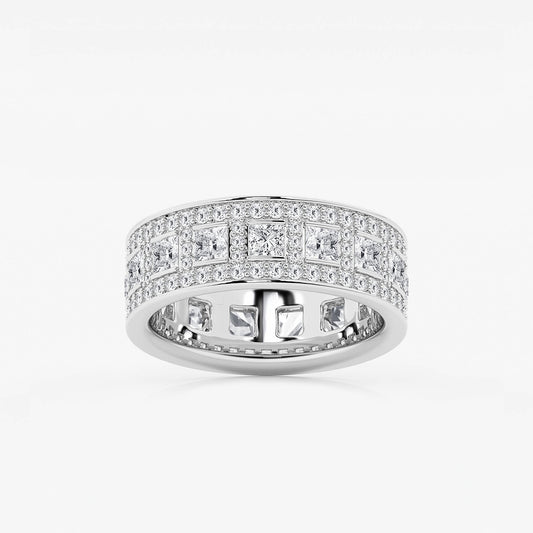 Elissa 2 3/4 ctw Princess and Round Lab Grown Diamond Wide Eternity Band - 7mm Width    Platinum, DE, VS1