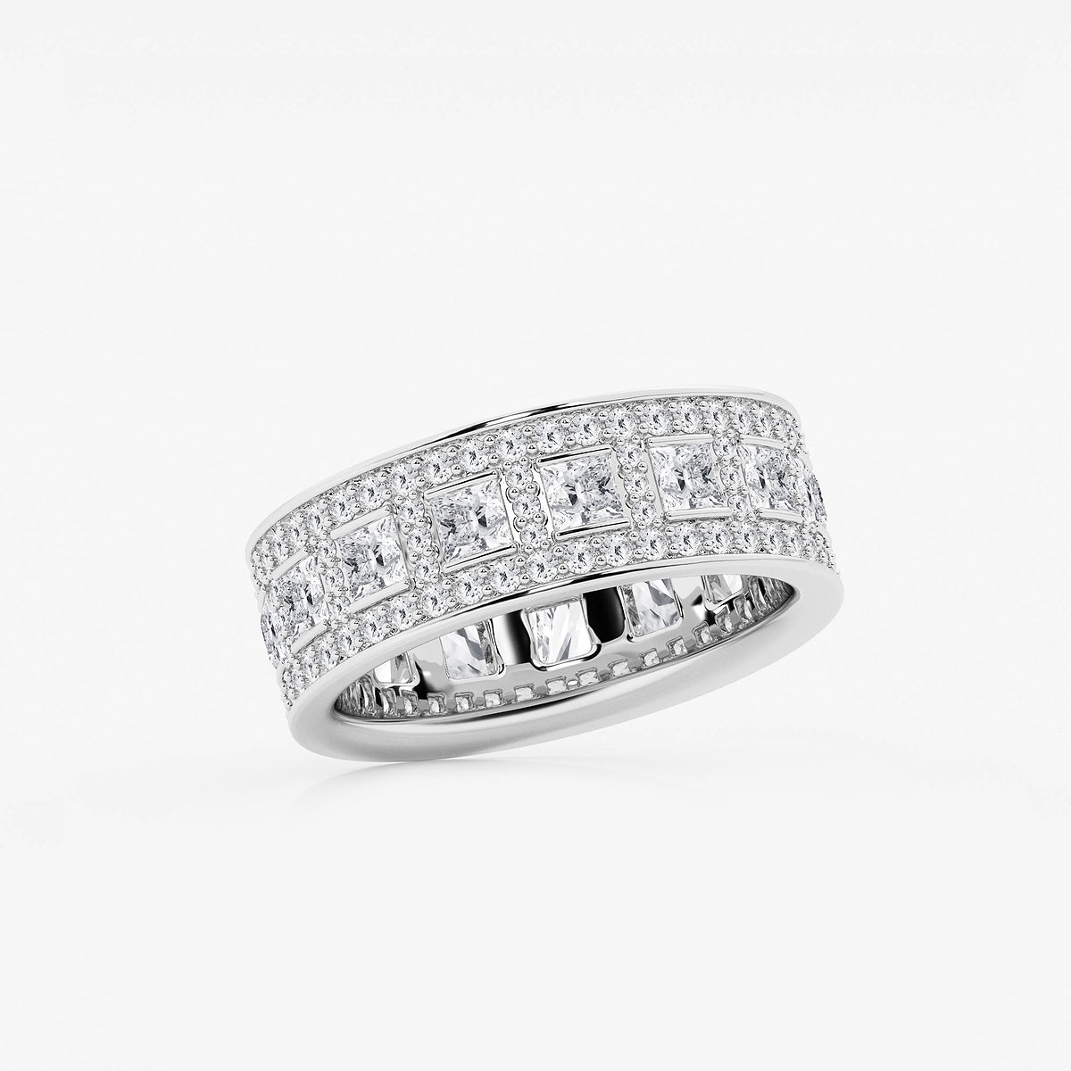 Elissa 2 3/4 ctw Princess and Round Lab Grown Diamond Wide Eternity Band - 7mm Width    Platinum, DE, VS1