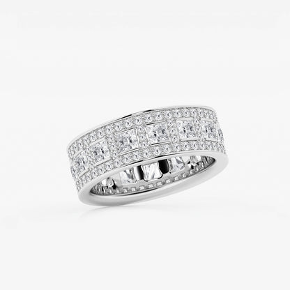 Elissa 2 3/4 ctw Princess and Round Lab Grown Diamond Wide Eternity Band - 7mm Width    Platinum, DE, VS1