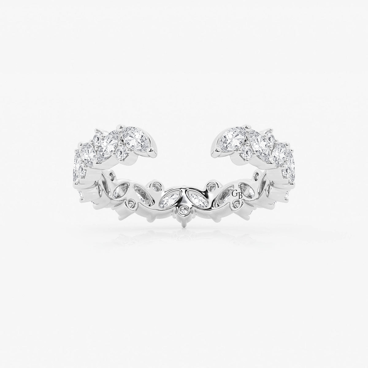 Esme 1 1/3 ctw Multi-Shape Lab Grown Diamond Open Wedding Band    Platinum, DE, VS1