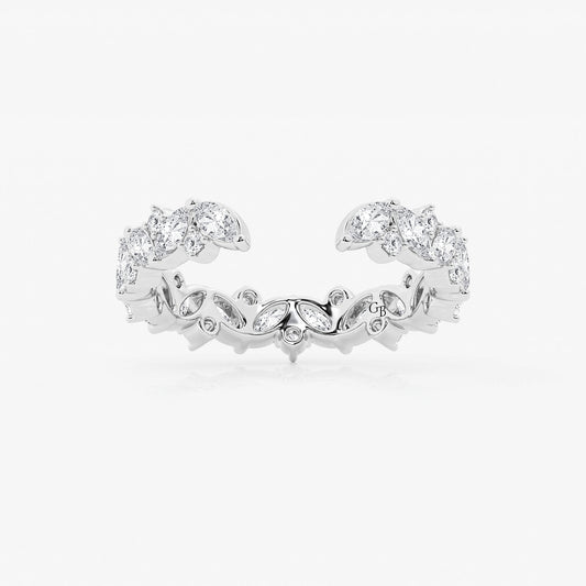 Esme 1 1/3 ctw Multi-Shape Lab Grown Diamond Open Wedding Band    Platinum, DE, VS1