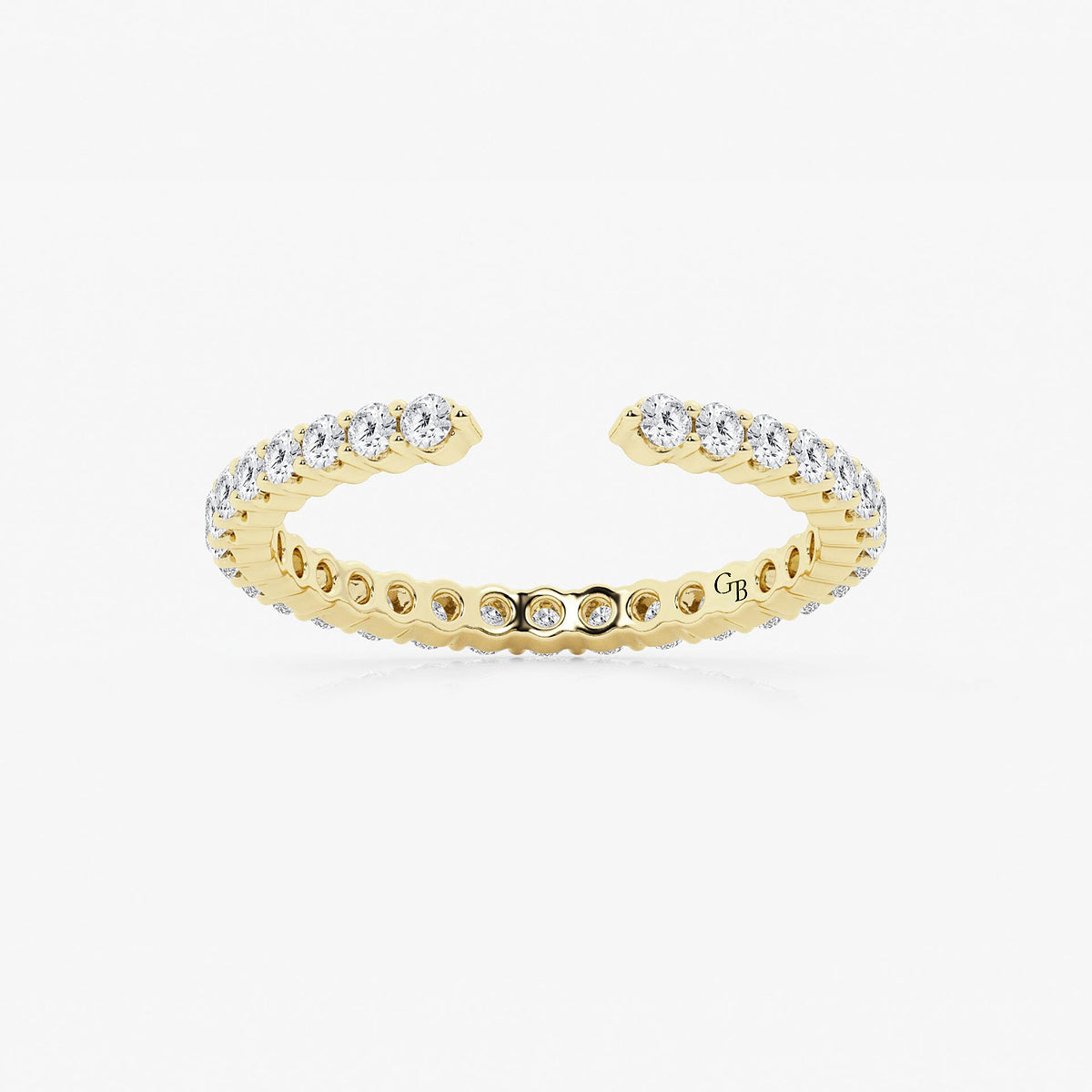 Lara 5/8 ctw Round Lab Grown Diamond Prong Set Open Wedding Band    14K Yellow Gold, DE, VS1