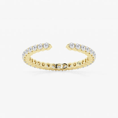Lara 5/8 ctw Round Lab Grown Diamond Prong Set Open Wedding Band    14K Yellow Gold, DE, VS1