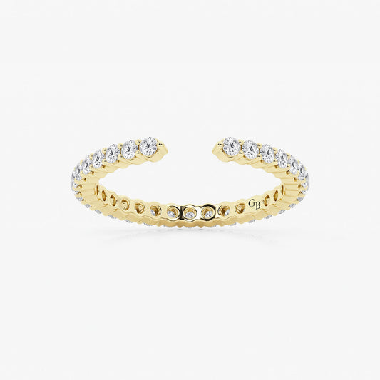 Lara 5/8 ctw Round Lab Grown Diamond Prong Set Open Wedding Band    14K Yellow Gold, DE, VS1