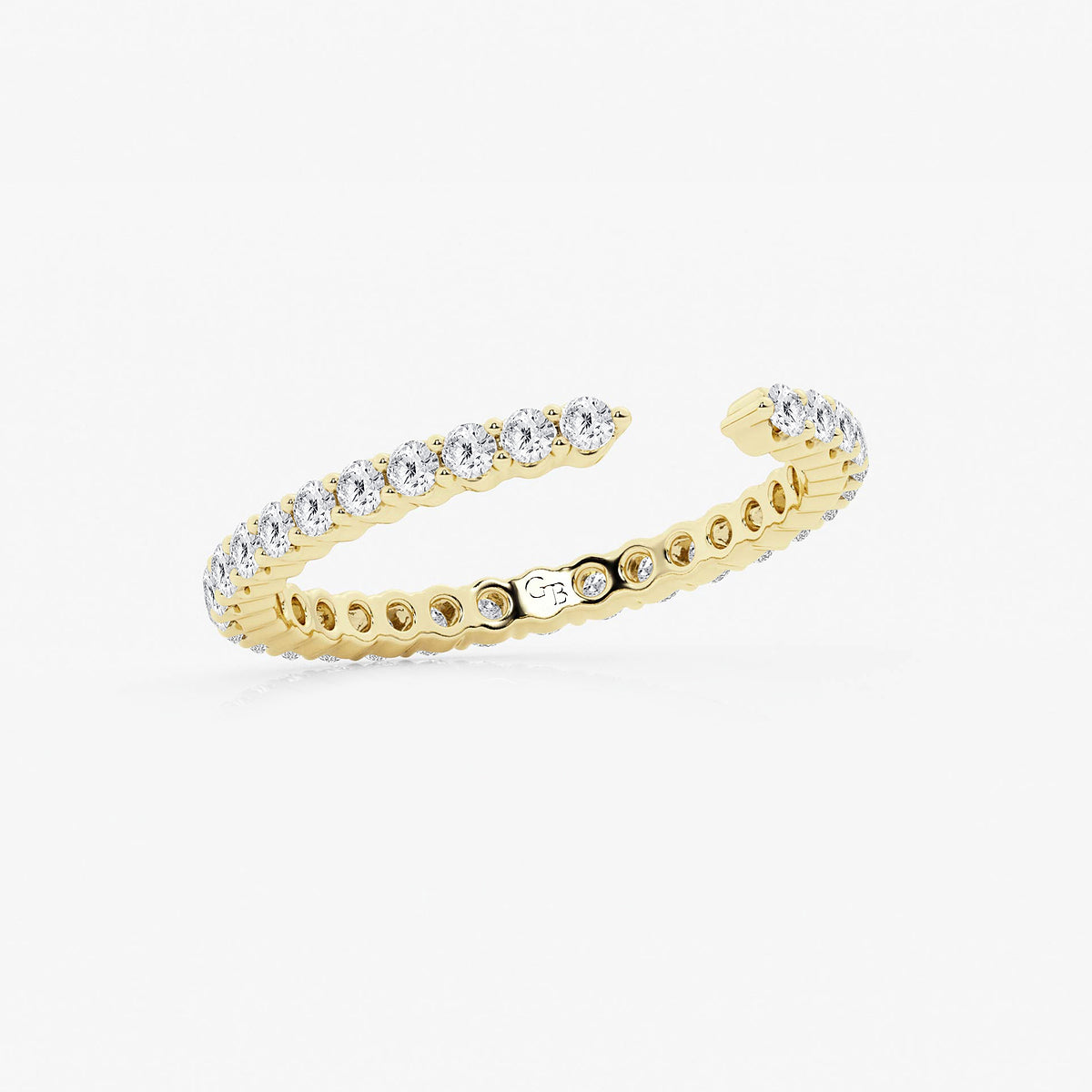 Lara 5/8 ctw Round Lab Grown Diamond Prong Set Open Wedding Band    14K Yellow Gold, DE, VS1