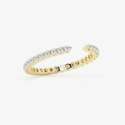 Lara 5/8 ctw Round Lab Grown Diamond Prong Set Open Wedding Band    14K Yellow Gold, DE, VS1