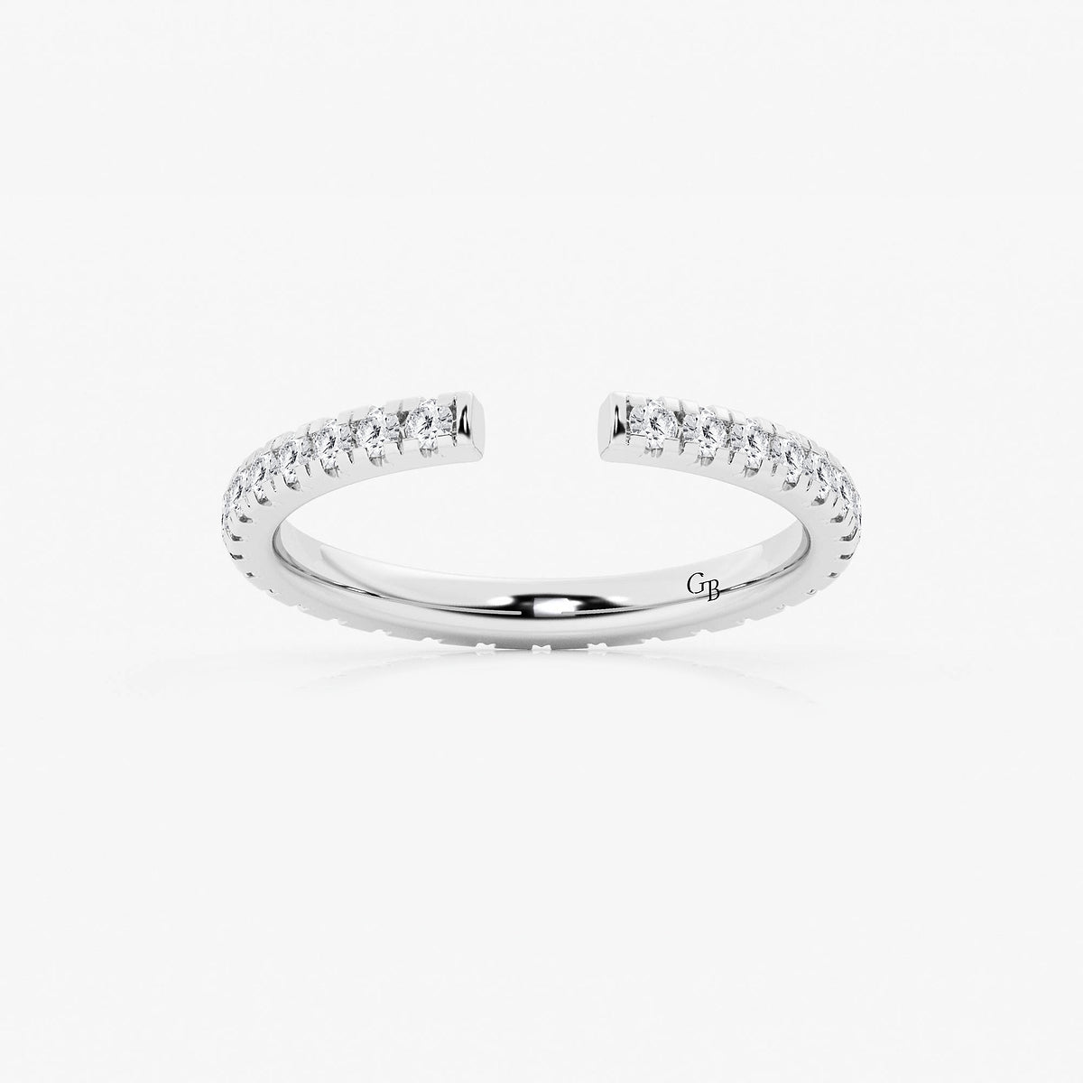 Chelsea 5/8 ctw Round Lab Grown Diamond French Pave Open Wedding Band    14K White Gold, DE, VS1