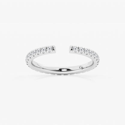 Chelsea 5/8 ctw Round Lab Grown Diamond French Pave Open Wedding Band    14K White Gold, DE, VS1