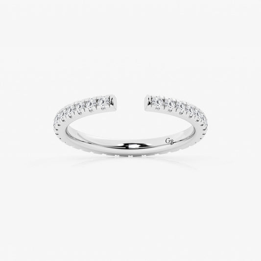 Chelsea 5/8 ctw Round Lab Grown Diamond French Pave Open Wedding Band    14K White Gold, DE, VS1