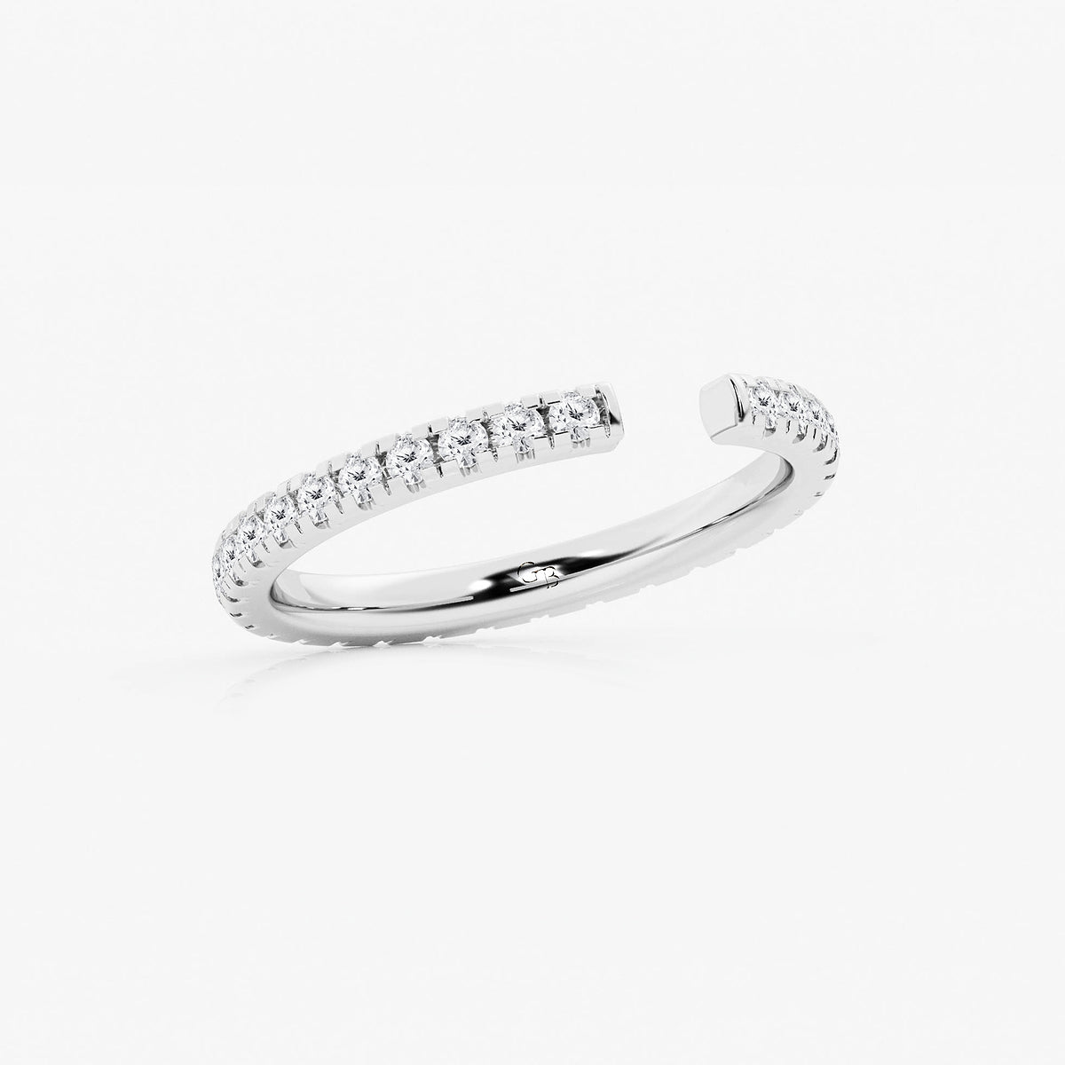 Chelsea 5/8 ctw Round Lab Grown Diamond French Pave Open Wedding Band    14K White Gold, DE, VS1