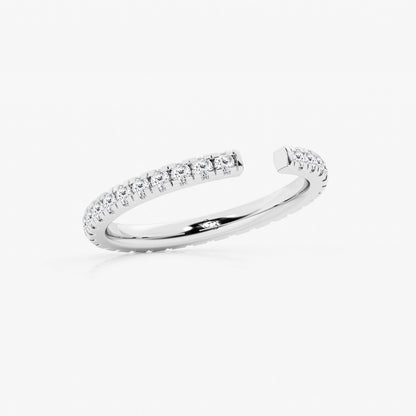 Chelsea 5/8 ctw Round Lab Grown Diamond French Pave Open Wedding Band    14K White Gold, DE, VS1