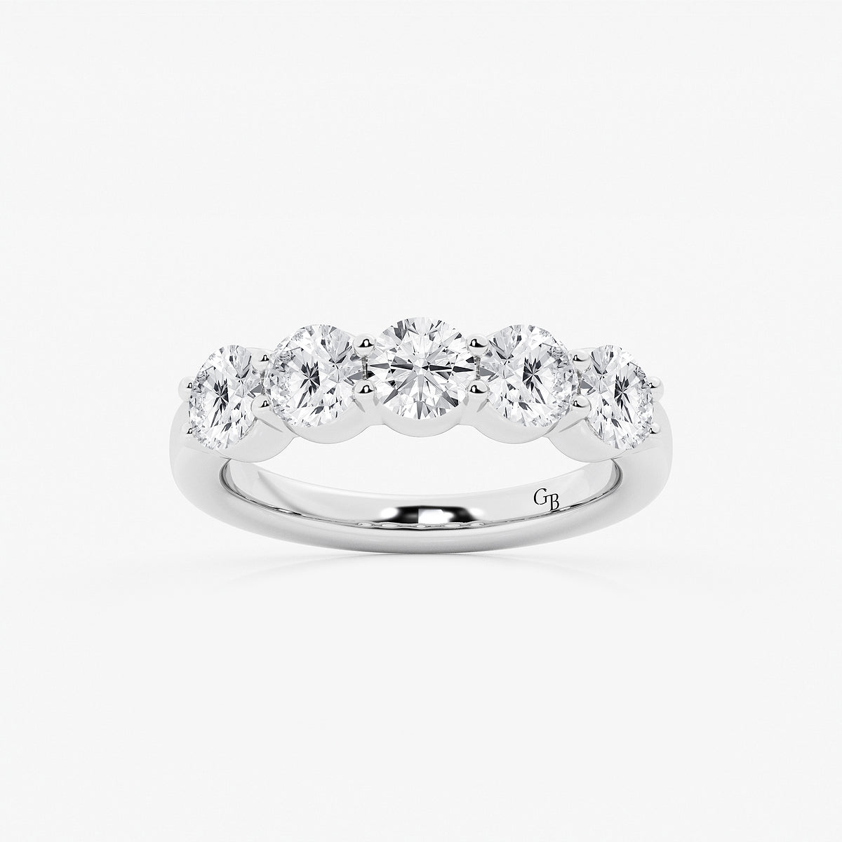 Frida 2 ctw Round Lab Grown Diamond Five Stone Shared Prong Anniversary Band    Platinum, DE, VS1