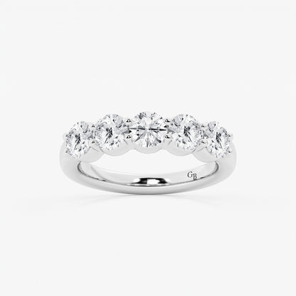 Frida 2 ctw Round Lab Grown Diamond Five Stone Shared Prong Anniversary Band    Platinum, DE, VS1