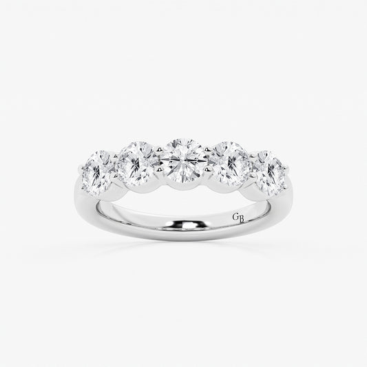 Frida 2 ctw Round Lab Grown Diamond Five Stone Shared Prong Anniversary Band    Platinum, DE, VS1