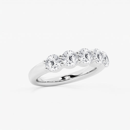 Frida 2 ctw Round Lab Grown Diamond Five Stone Shared Prong Anniversary Band    Platinum, DE, VS1