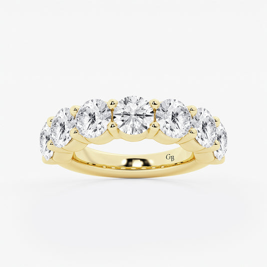 Genesis 5 ctw Round Lab Grown Diamond Seven Stone Shared Prong Anniversary Band    14K Yellow Gold, DE, VS1| IGI Certified