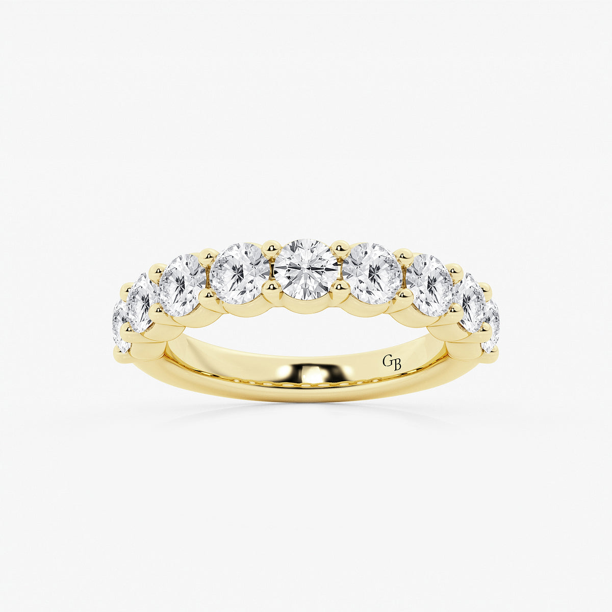 Clarice 2 ctw Round Lab Grown Diamond Nine Stone Shared Prong Anniversary Band    14K Yellow Gold, DE, VS1