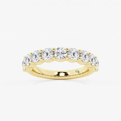 Clarice 2 ctw Round Lab Grown Diamond Nine Stone Shared Prong Anniversary Band    14K Yellow Gold, DE, VS1