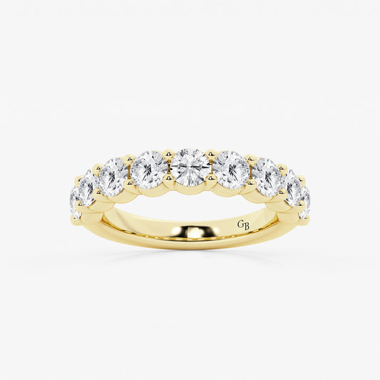 Clarice 2 ctw Round Lab Grown Diamond Nine Stone Shared Prong Anniversary Band    14K Yellow Gold, DE, VS1