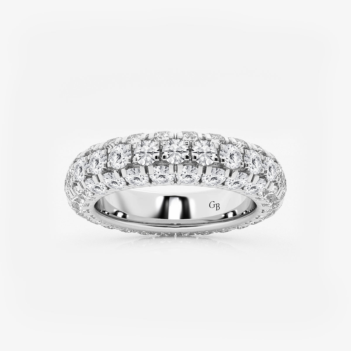 Josephine 3 ctw Domed Round Lab Grown Diamond Eternity Band - 4.8mm Width    Platinum, DE, VS1