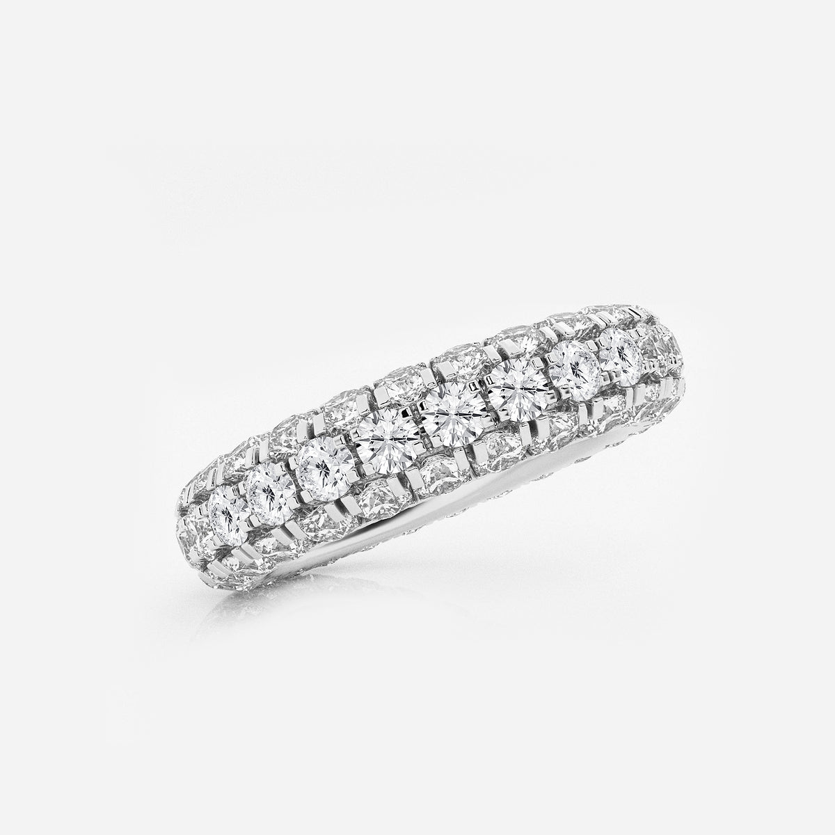 Josephine 3 ctw Domed Round Lab Grown Diamond Eternity Band - 4.8mm Width    Platinum, DE, VS1