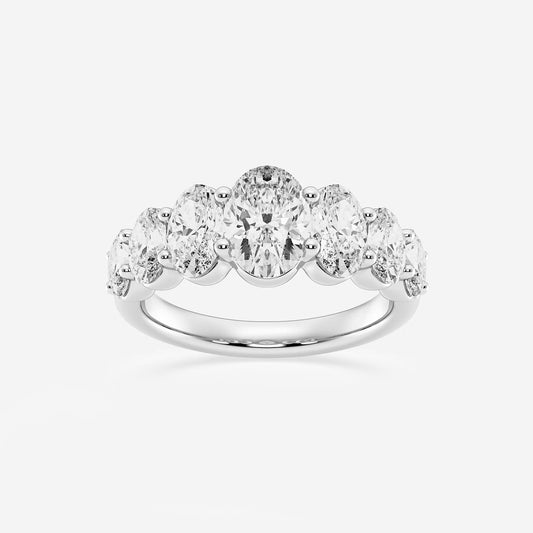 Velour 3 ctw Oval Lab Grown Diamond Graduating Band    14K White Gold, DE, VS1