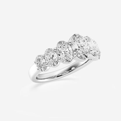 Velour 3 ctw Oval Lab Grown Diamond Graduating Band    14K White Gold, DE, VS1