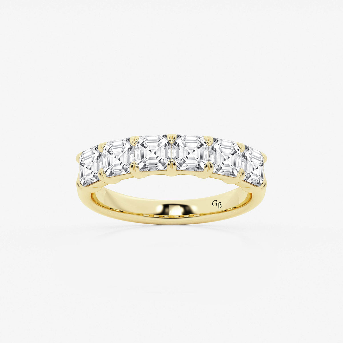 Jocelyn 2 ctw Asscher Lab Grown Diamond Six Stone Anniversary Band    14K Yellow Gold, DE, VS1