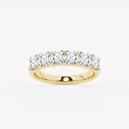 Jocelyn 2 ctw Asscher Lab Grown Diamond Six Stone Anniversary Band    14K Yellow Gold, DE, VS1