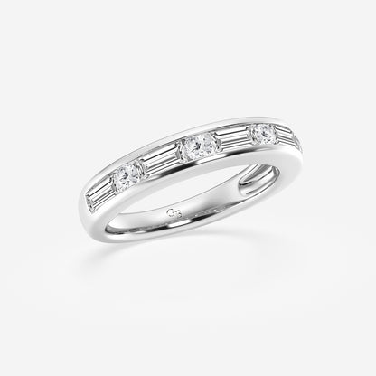 Delilah 1 ctw Round and Baguette Lab Grown Diamond Alternating Nine Stone Anniversary Band    Platinum, DE, VS1