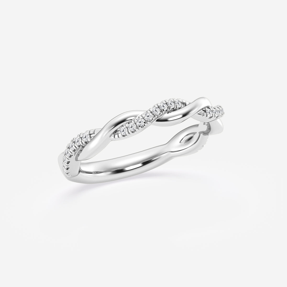 Maggie 1/8 ctw Round Lab Grown Diamond Twist Wedding Band    Platinum, DE, VS1