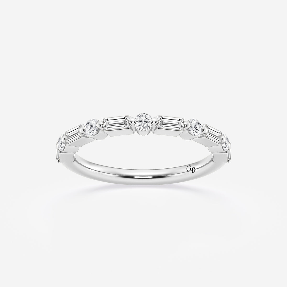 Aubrey 1/2 ctw Round and Baguette Lab Grown Diamond Eleven Stone Wedding Band    Platinum, DE, VS1