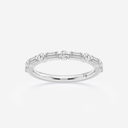 Aubrey 1/2 ctw Round and Baguette Lab Grown Diamond Eleven Stone Wedding Band    Platinum, DE, VS1