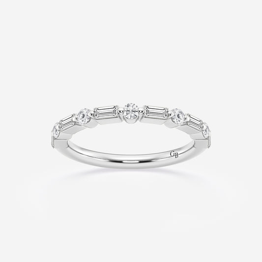 Aubrey 1/2 ctw Round and Baguette Lab Grown Diamond Eleven Stone Wedding Band    Platinum, DE, VS1
