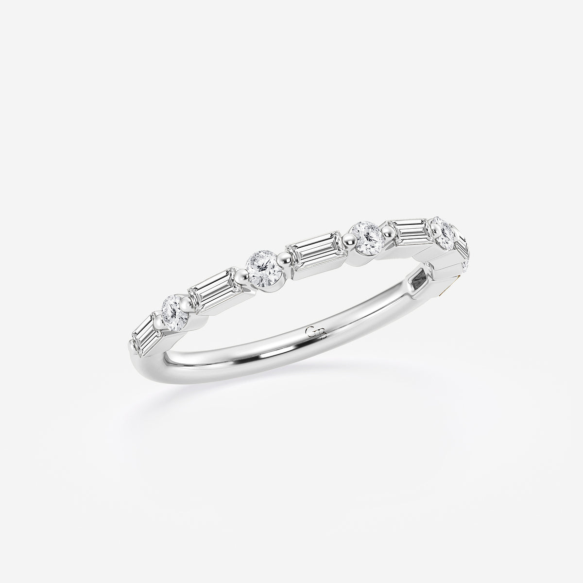 Aubrey 1/2 ctw Round and Baguette Lab Grown Diamond Eleven Stone Wedding Band    Platinum, DE, VS1