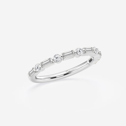 Aubrey 1/2 ctw Round and Baguette Lab Grown Diamond Eleven Stone Wedding Band    Platinum, DE, VS1