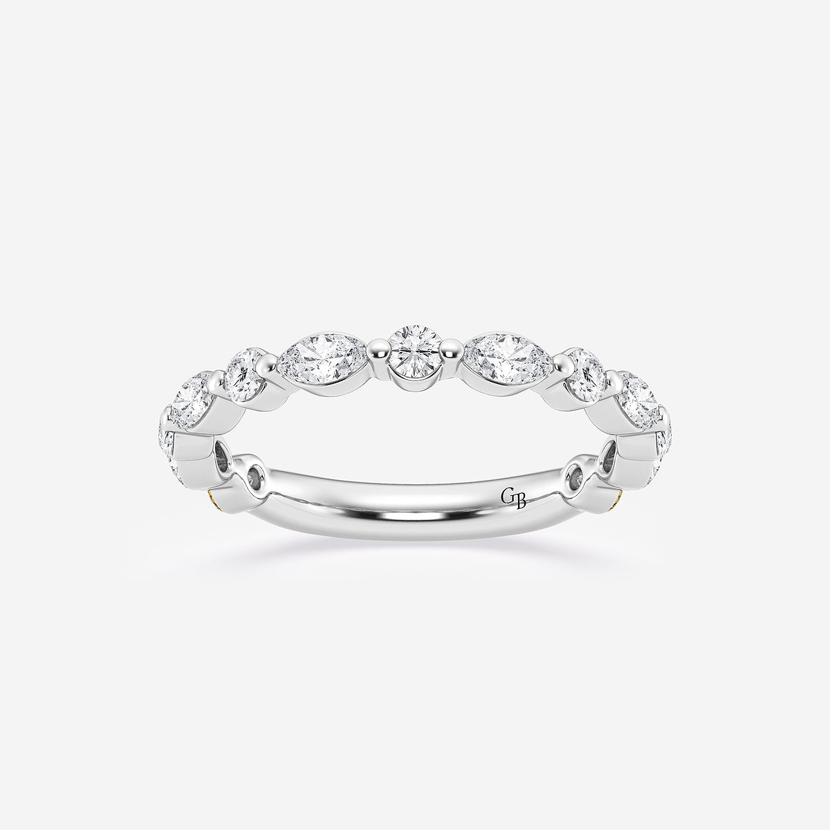 Maxine 5/8 ctw Round and Marquise Lab Grown Diamond Floating Wedding Band    14K White Gold, DE, VS1