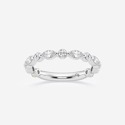 Maxine 5/8 ctw Round and Marquise Lab Grown Diamond Floating Wedding Band    14K White Gold, DE, VS1