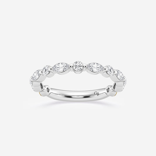 Maxine 5/8 ctw Round and Marquise Lab Grown Diamond Floating Wedding Band    14K White Gold, DE, VS1