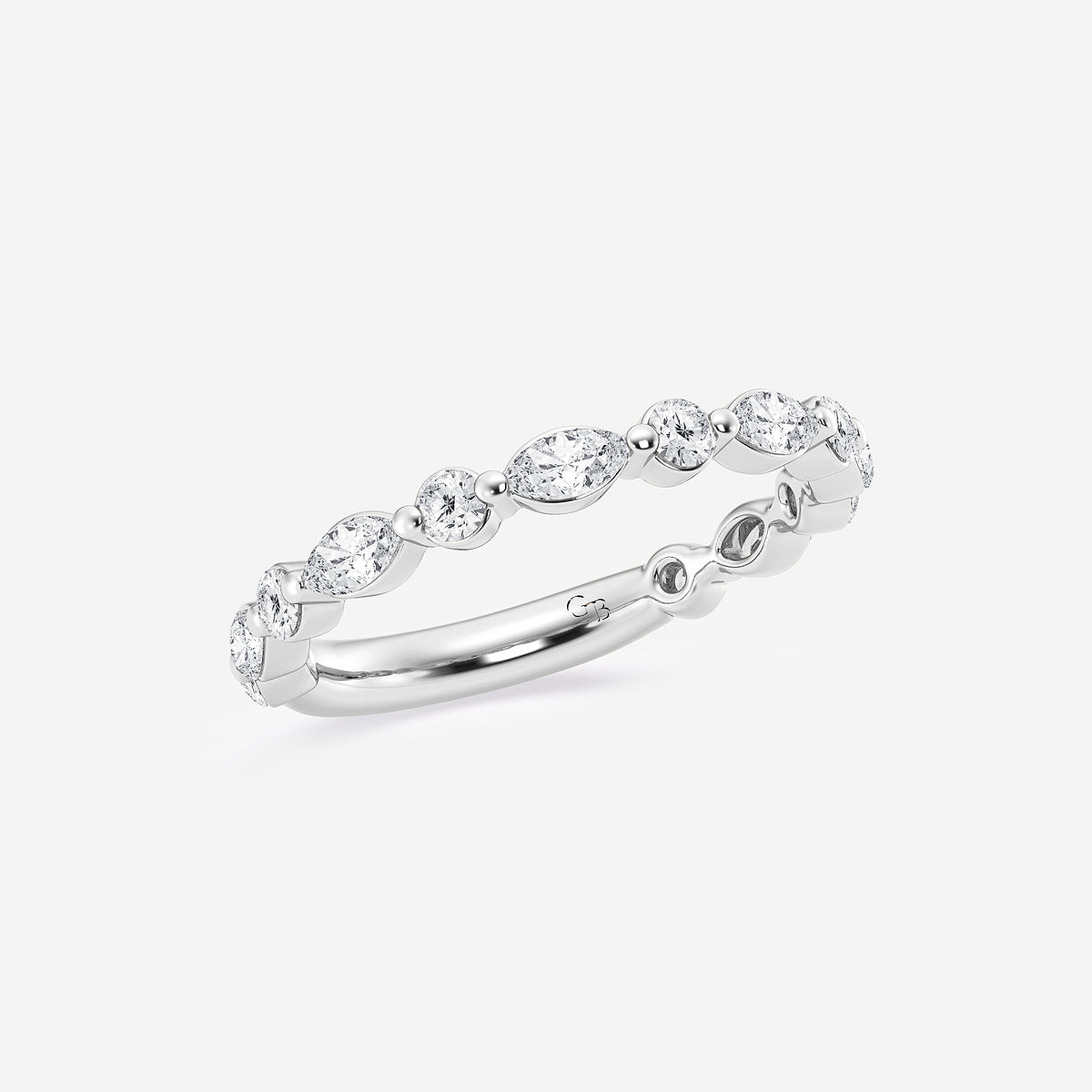 Maxine 5/8 ctw Round and Marquise Lab Grown Diamond Floating Wedding Band    14K White Gold, DE, VS1