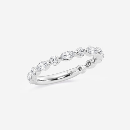 Maxine 5/8 ctw Round and Marquise Lab Grown Diamond Floating Wedding Band    14K White Gold, DE, VS1