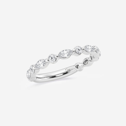 Maxine 5/8 ctw Round and Marquise Lab Grown Diamond Floating Wedding Band    14K White Gold, DE, VS1