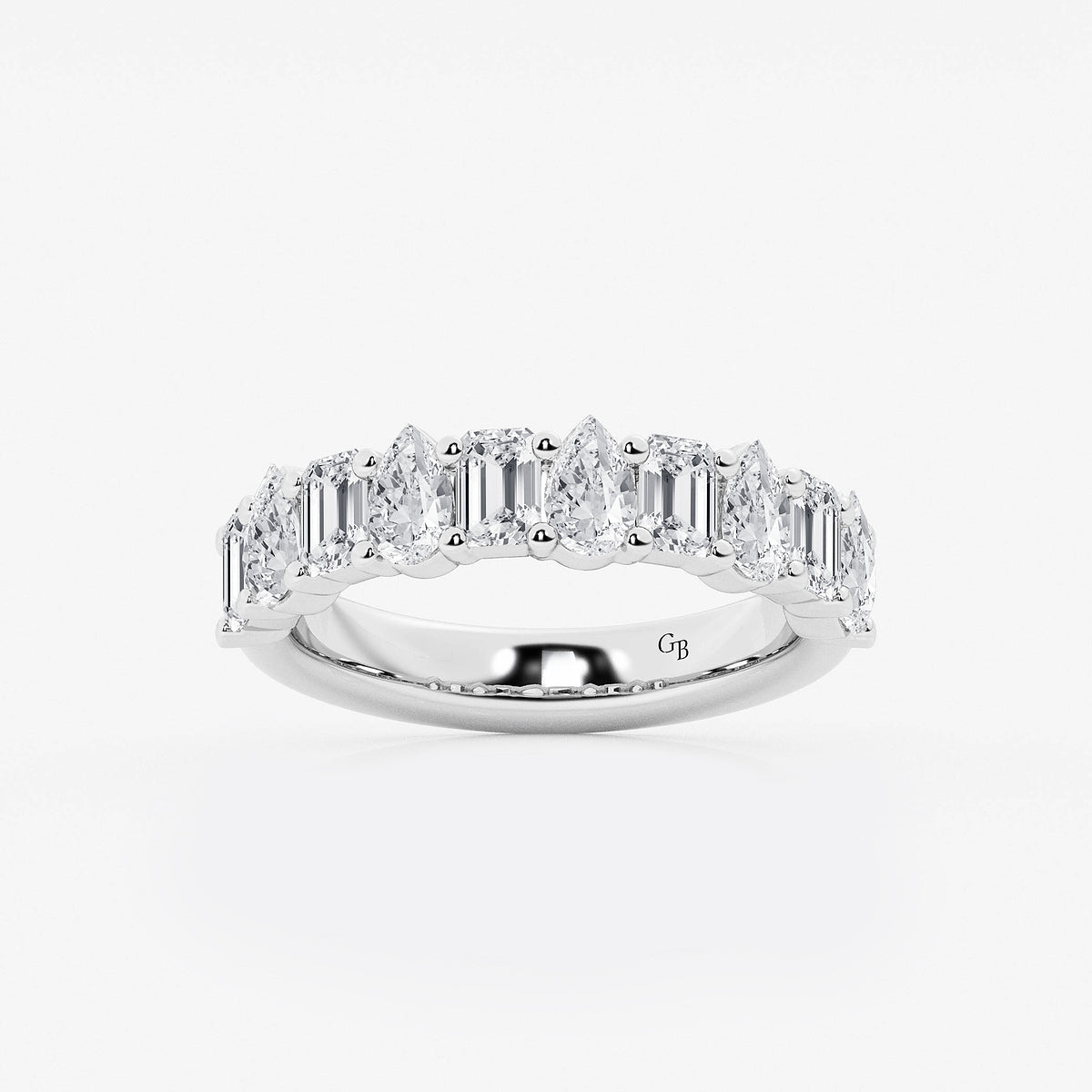 Janine 2 ctw Emerald and Pear Lab Grown Diamond Ten Stone Alternating Anniversary Band    Platinum, DE, VS1