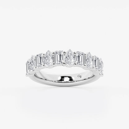 Janine 2 ctw Emerald and Pear Lab Grown Diamond Ten Stone Alternating Anniversary Band    Platinum, DE, VS1