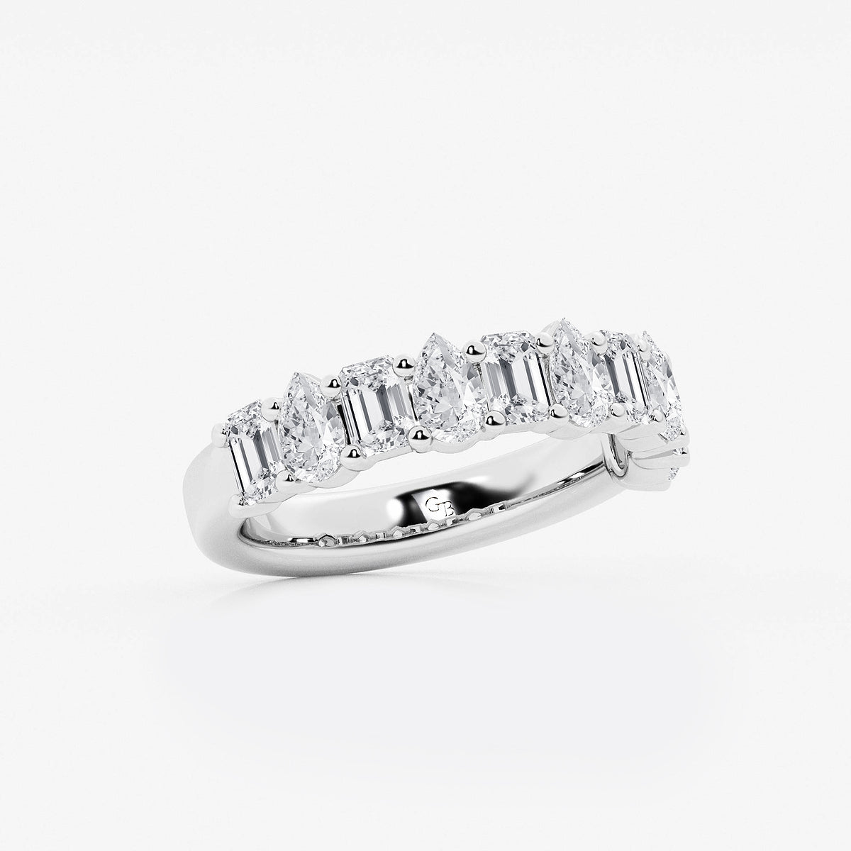 Janine 2 ctw Emerald and Pear Lab Grown Diamond Ten Stone Alternating Anniversary Band    Platinum, DE, VS1