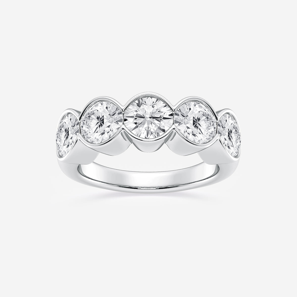Colette 3 ctw Round Lab Grown Diamond Half Bezel Five Stone Anniversary Band    14K White Gold, DE, VS1