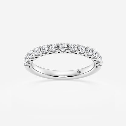 1/2 ctw Round Lab Grown Diamond Prong Set Wedding Band    Platinum, DE, VS1