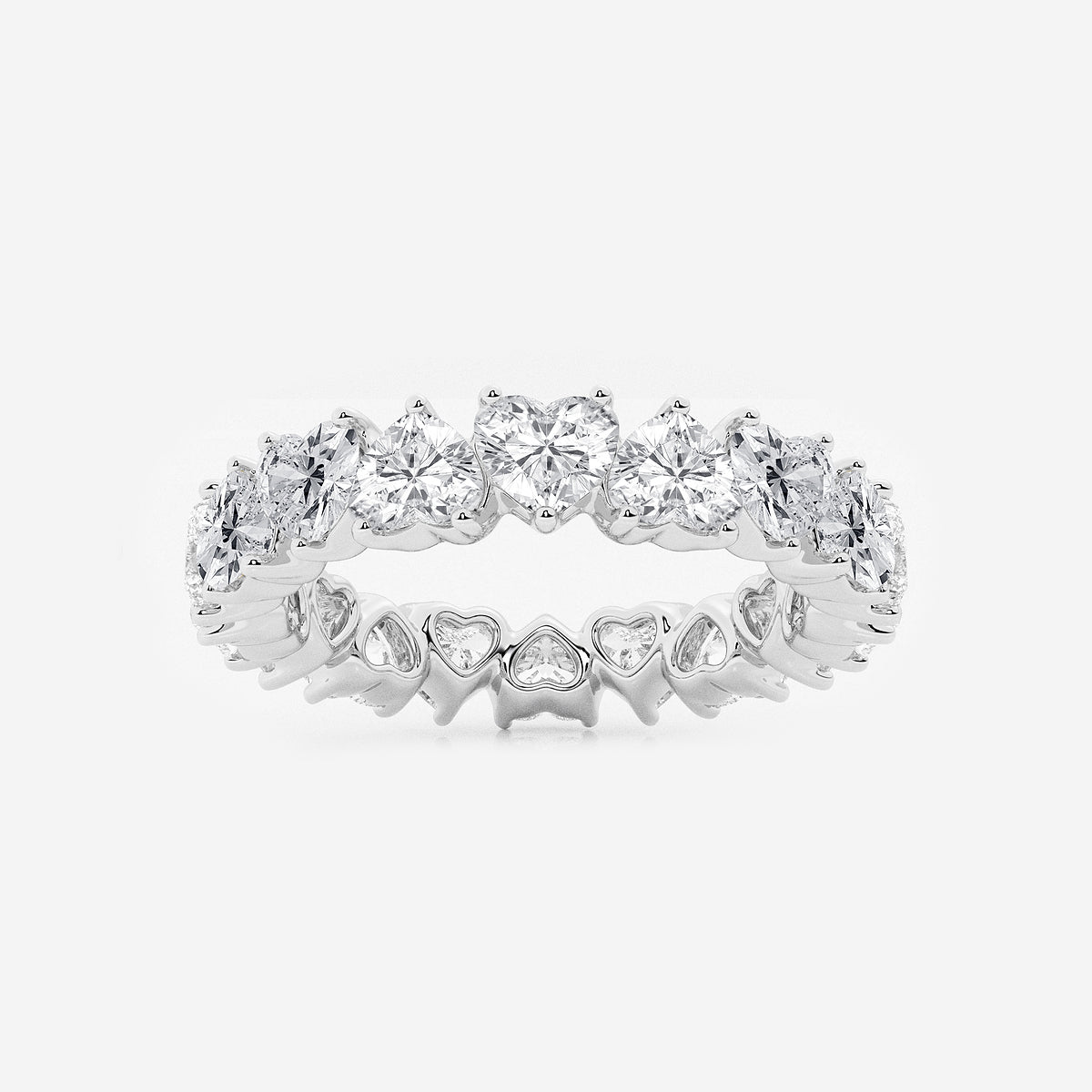 Harper 3 5/8 ctw Alternating Heart Lab Grown Diamond Eternity Band - 4.3mm Width    14K White Gold, DE, VS1